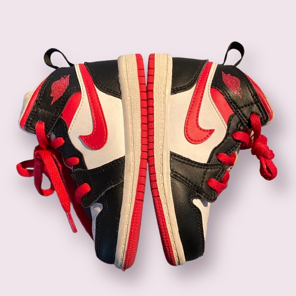 Nike - Air Jordan 1 TD Mid Very Berry Black Red White Size 7C Toddler KIDS - Picture 8 of 11